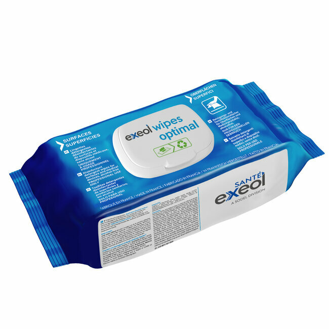 Lingettes Exeol Wipes Optimal d&eacute;tergentes et d&eacute;sinfectantes sans alcool - surfaces et dispositifs m&eacute;dicaux